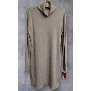 NWT SO Women Ribbed Turtleneck Long Sleeve Sweater Dress Blush Pink XL